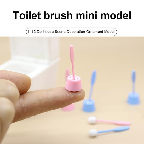 0.05 Scale Miniature Toilet Brush And Holder Set Realistic Dollhouse Bathroom Accessory