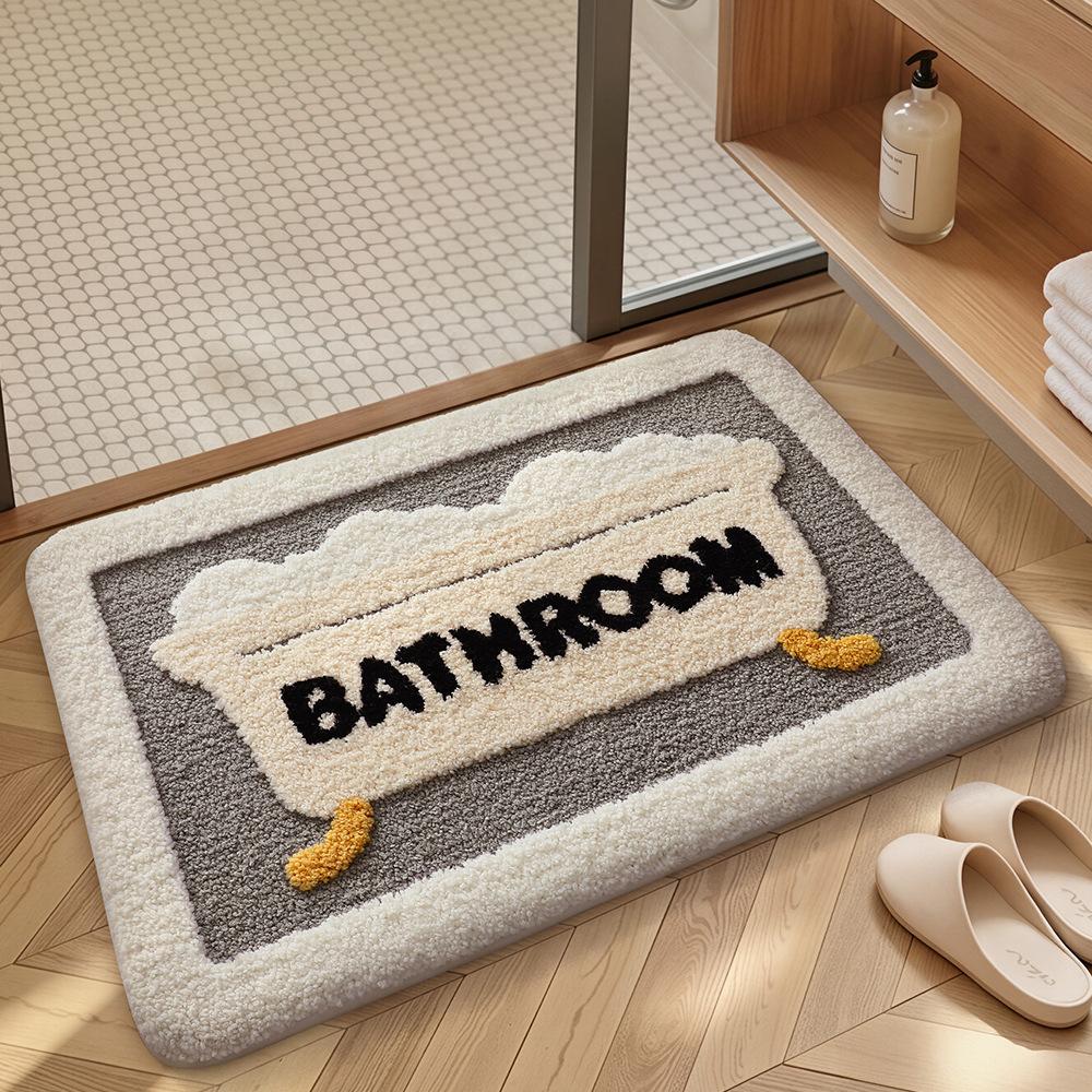 Absorbent Quick-Drying Bathroom Mat, Non-Slip Machine Washable Tufted Bath Rug for Bathtub and Shower Area, 40x60/50x80/60x90 cm