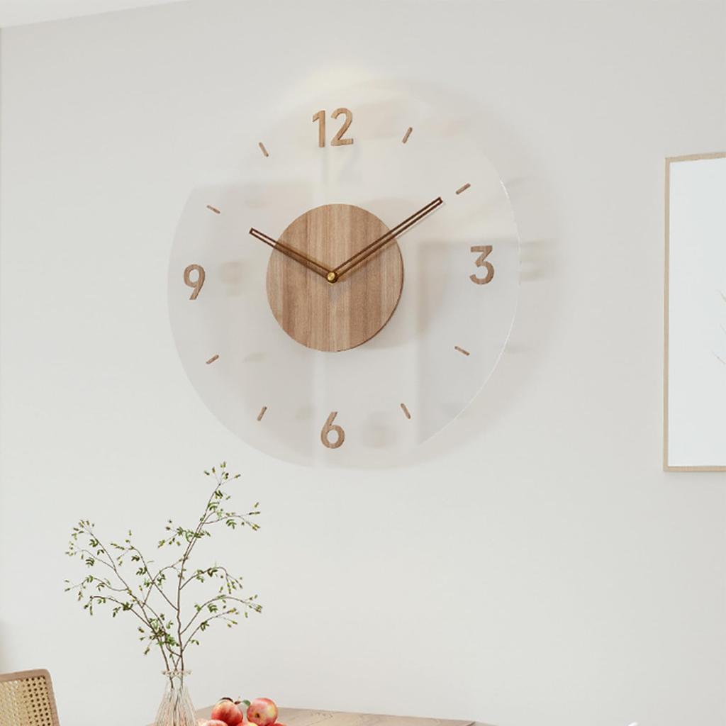 Home Merc Nordic Wooden Wall Slim 3D Continuous Second Perfect for Living Home Festival Gift Batteries Not Clock, 30cm-35cm Diameter, Design, Stylish,