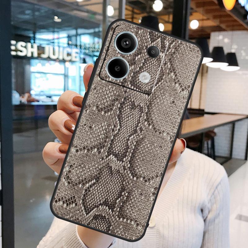 Snake Skin Texture Case For Xiaomi Redmi Note 14 Pro 10 11 12 13 15 Pro Plus Redmi 15 10C 12C 13C 14C 15C Cover