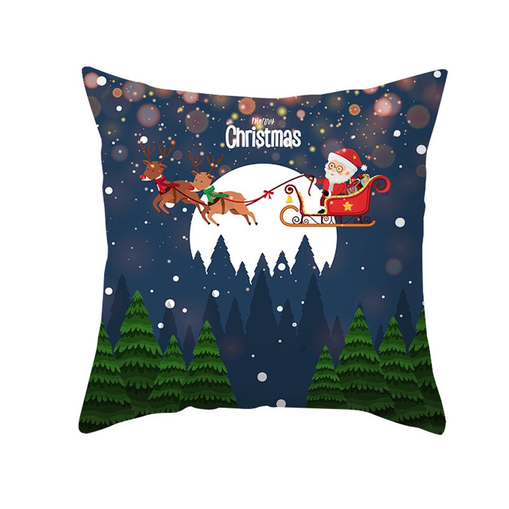 Merry Christmas Cushion Cover Home Pillowcase Santa Claus Christmas Tree Snowman Polyester Pillowcase