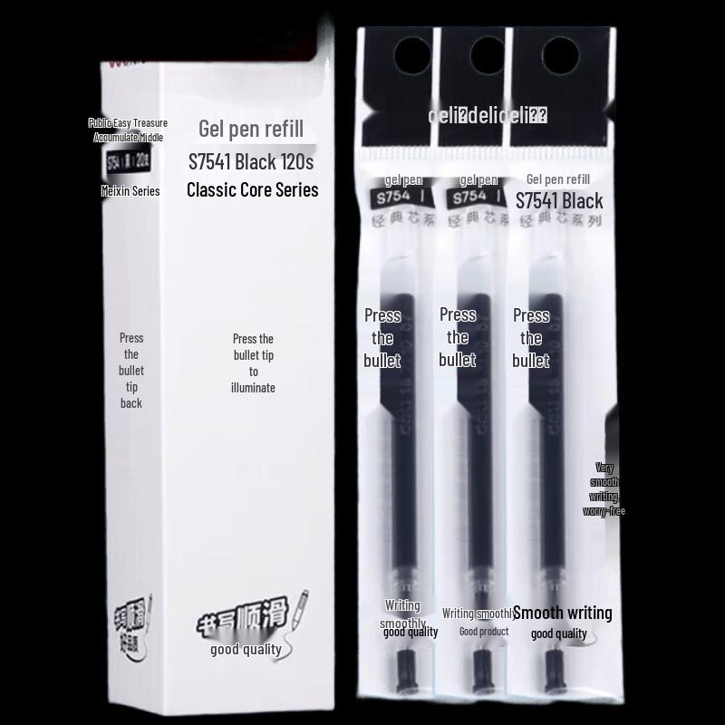 Deli S754 0.7mm Black Gel Pen Refills