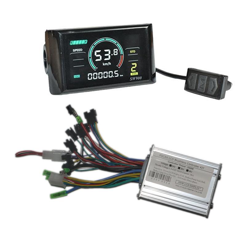 SW900 Colour Screen Ebike LCD Display 24V/36V/48V/60V LCD Meter Panel Display With DC Brushless Controller For Ebike Accessories 24-48V 350W SW900