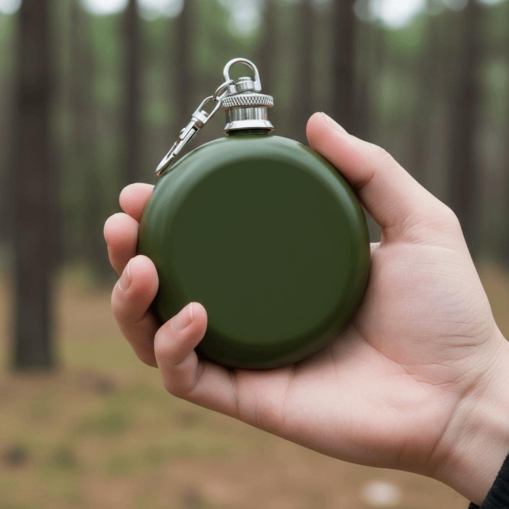 Stainless Steel Stainless Steel Hip Flask Screw Cap Camping Trips Pocket Flagon Round Shape Whiskey Bottle Outdoor Activities