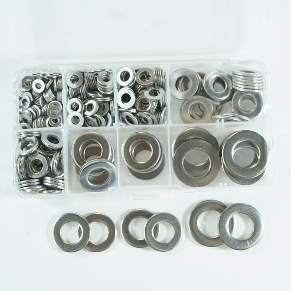 460-Piece Set of 304 Stainless Steel Flat Washers (M3-M12) for Construction Industry
