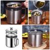 Stainless Steel Oil Filter Pot Kitchen Oil Container Can With Fine Mesh Strainer For Home Kitchen Frying Oil Storage Reuse