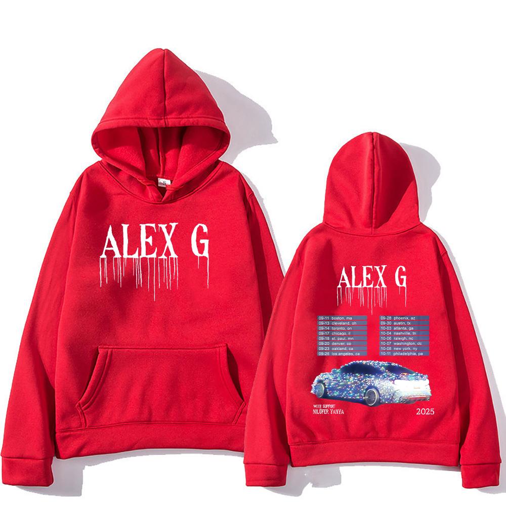 Alex G Artist Hoodies Alex G Tour Fashion Sweatshirts for Women Men Casual Fleece Clothing Two Sides Graphic Hoody Y2K