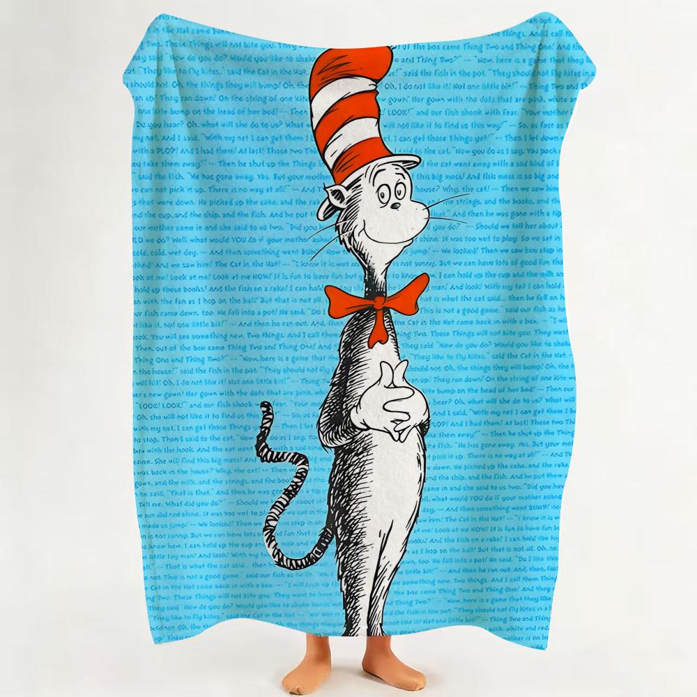 

PictureBook T The Cat In The H Hat Throw Flannel Throw Blanket Suitable for Sofa Living Room Bedroom 75cmx90cm