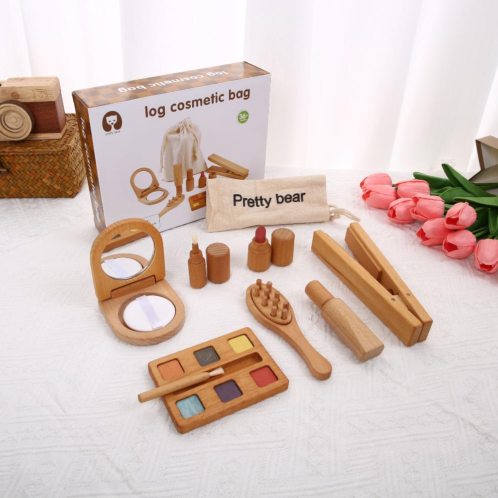 Kids Wooden Simulation Medical Box Stethoscope Injection Cosmetic Bag Make-up Play Children s Toy Screw Toolbox