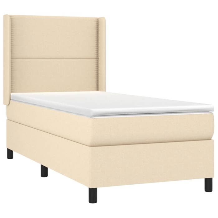 Maison Exclusive - Sommier à lattes de lit et matelas Crème 90x190 cm Tissu