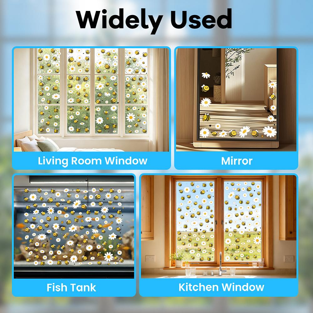 1set 12pcs 12 styles PVC Window Static Stickers Window Decorations Bees 300x200x0.2mm 1pc/style