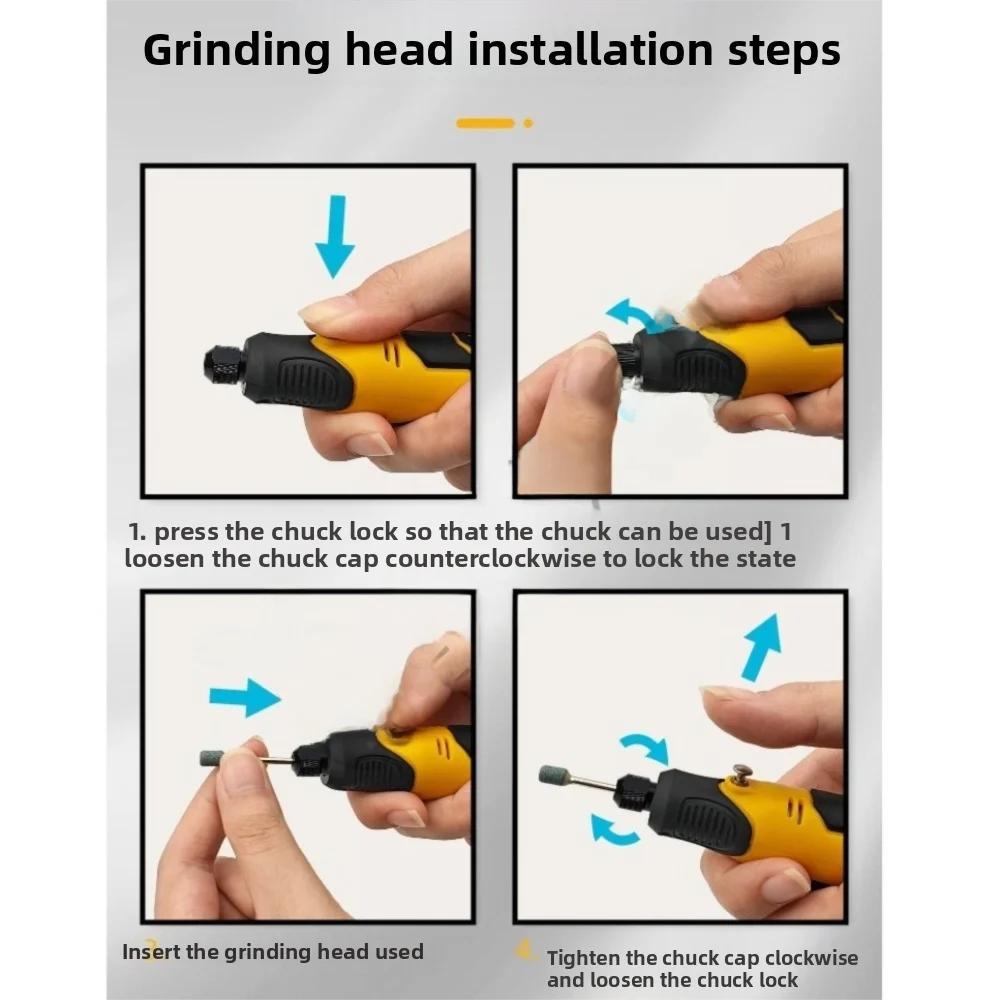 Cordless Mini Grinder 3.6V 3 Speeds Adjustable Power Rotary Tool Kit USB Recharge Multi-Purpose Engraver Tool Set Carving