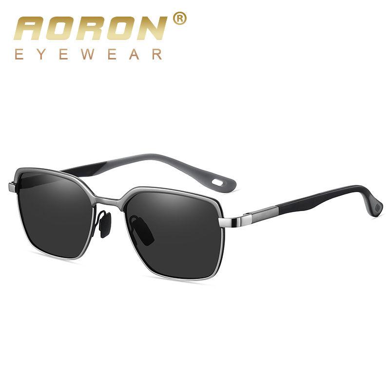 AORON Metal Frame Polarized Sunglasses Classic Black Sport Driving Fishing Glasses UV400 Anti Glare Sunglasses