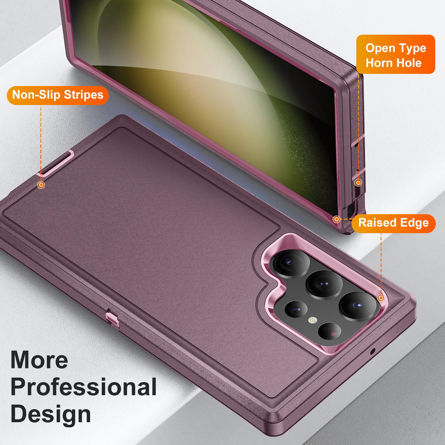 

For Samsung Galaxy S24 Ultra Case PC+TPU+PC Shockproof Phone Cover Purple+Pink