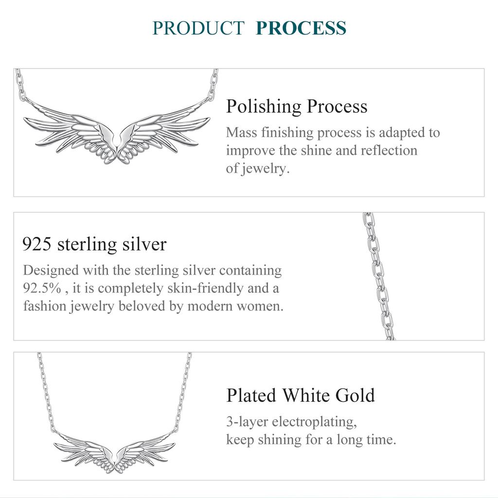WOSTU Engelsflügel Halskette für Damen 925 Silber Feder Anhänger Kette Minimalistischer Geflügelter Schmuck Geschenk für Sie Valentinstagsgeschenk