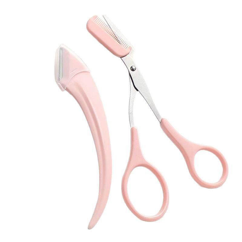 3Pcs Eyebrow Trimming Set Curved Eyebrow Scissors With Grooming Tools Creating Perfect Eyebrows