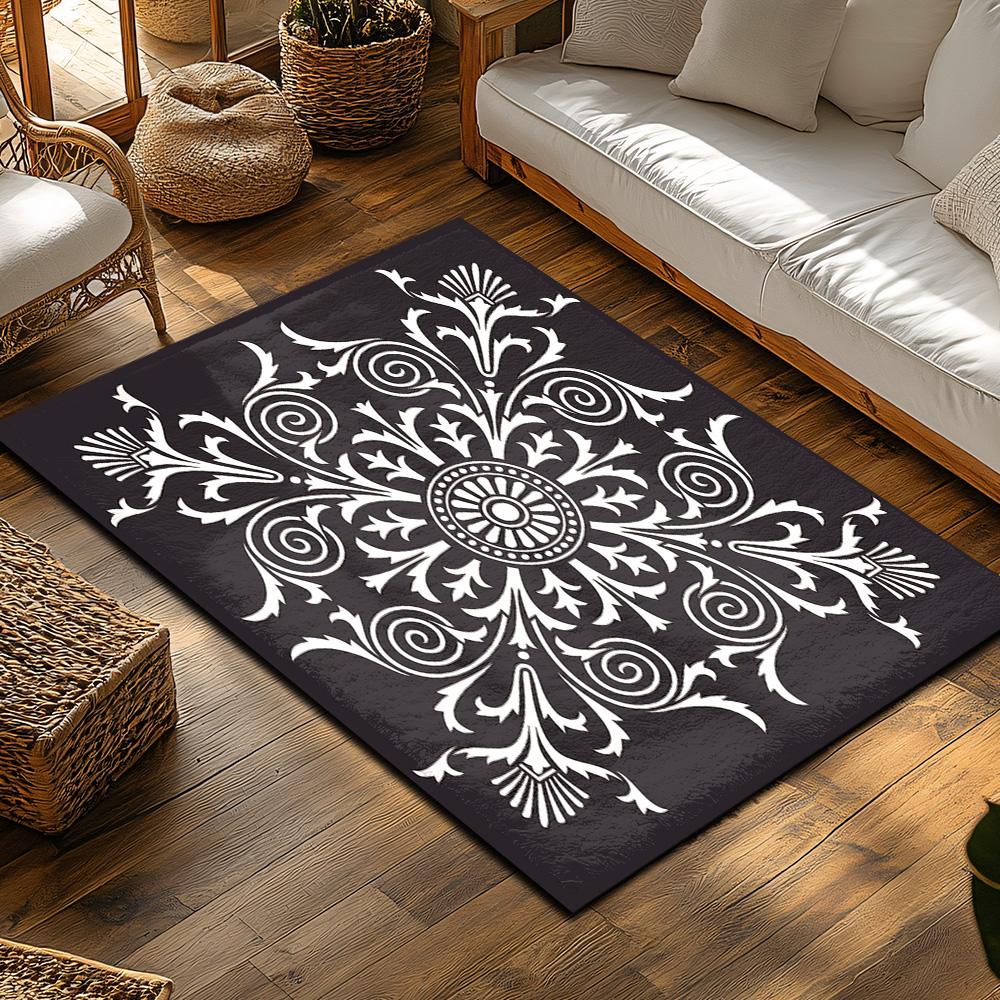 Elegant Persian Area Rug Vintage Oriental Carpet Non-Slip Floor Mat Home Decor Bohemian Style Living Room Bedroom Washable Durab