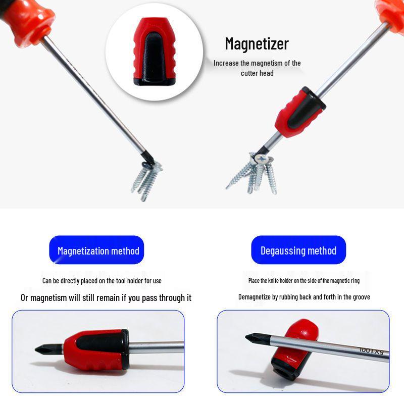 Anti-Slip Double Cross Screwdriver Bit Set with Strong Magnetic Ceramic Tool and Magnetic Ring