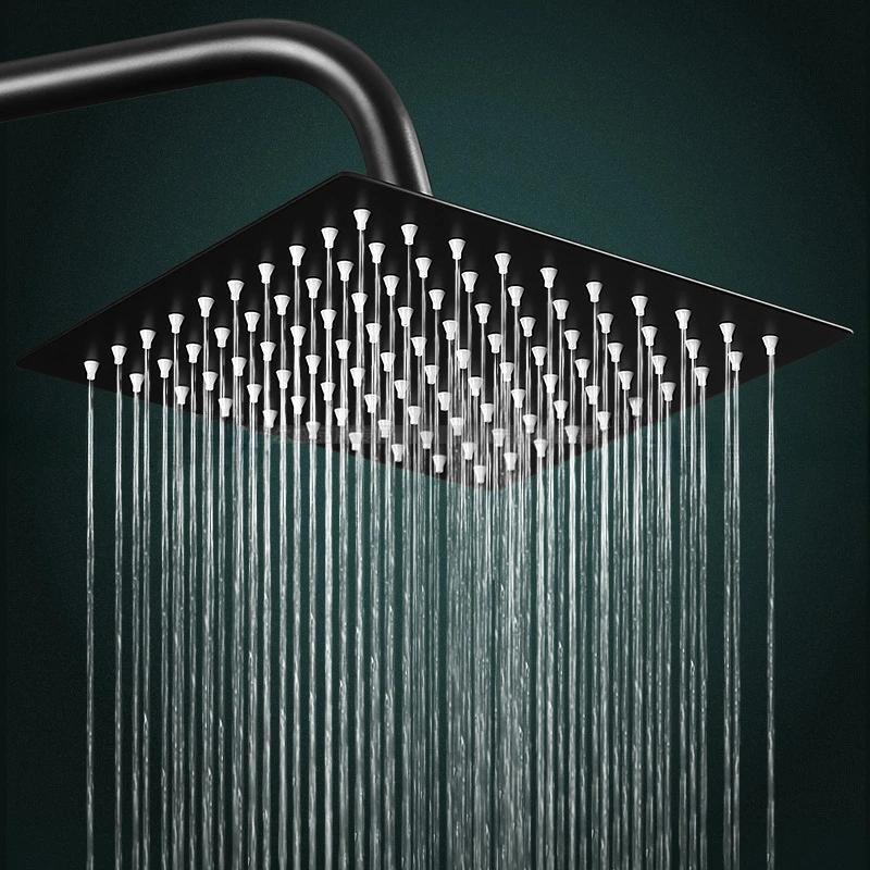 6/8 Inch Black Rainfall Shower Head Stainless Steel Rain ShowerHead Pressurized Big Panel Shower Nozzle Shower Accessories