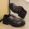 Men's Casual Business Leather Shoes Mens Lace-up Thick Sole Heightened Shoe Men Trendy Wedding Derby Shoes