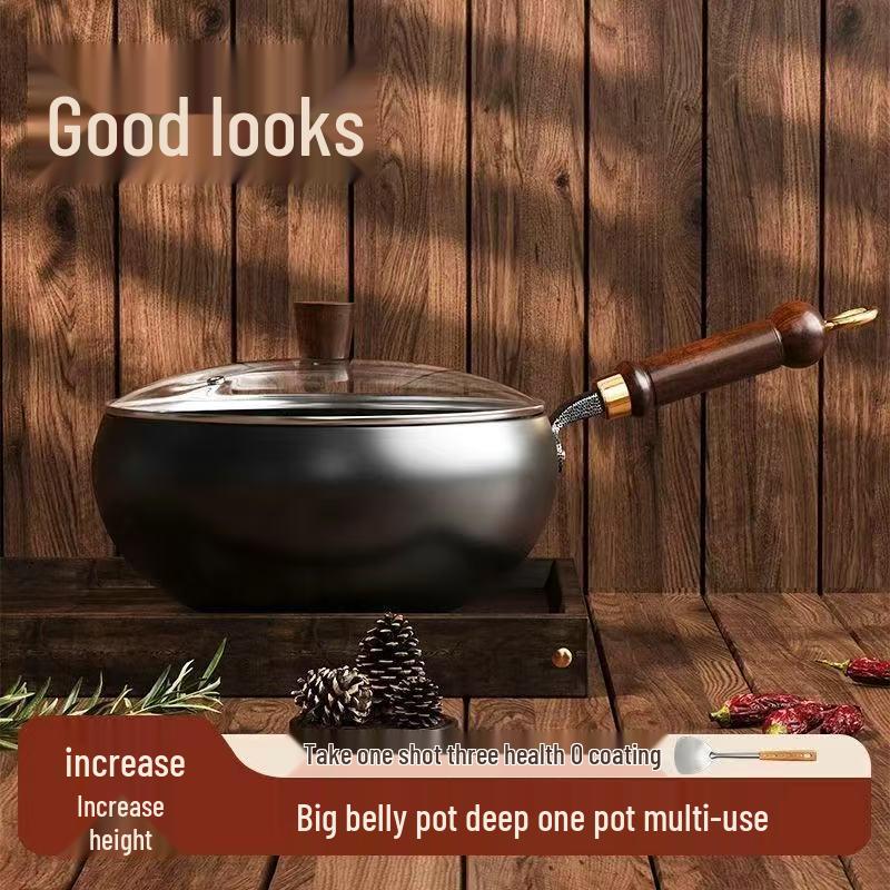 Handmade Zhangqiu Forged Iron Wok - Old-style Smooth, Uncoated, Non-stick Stir-fry Pan