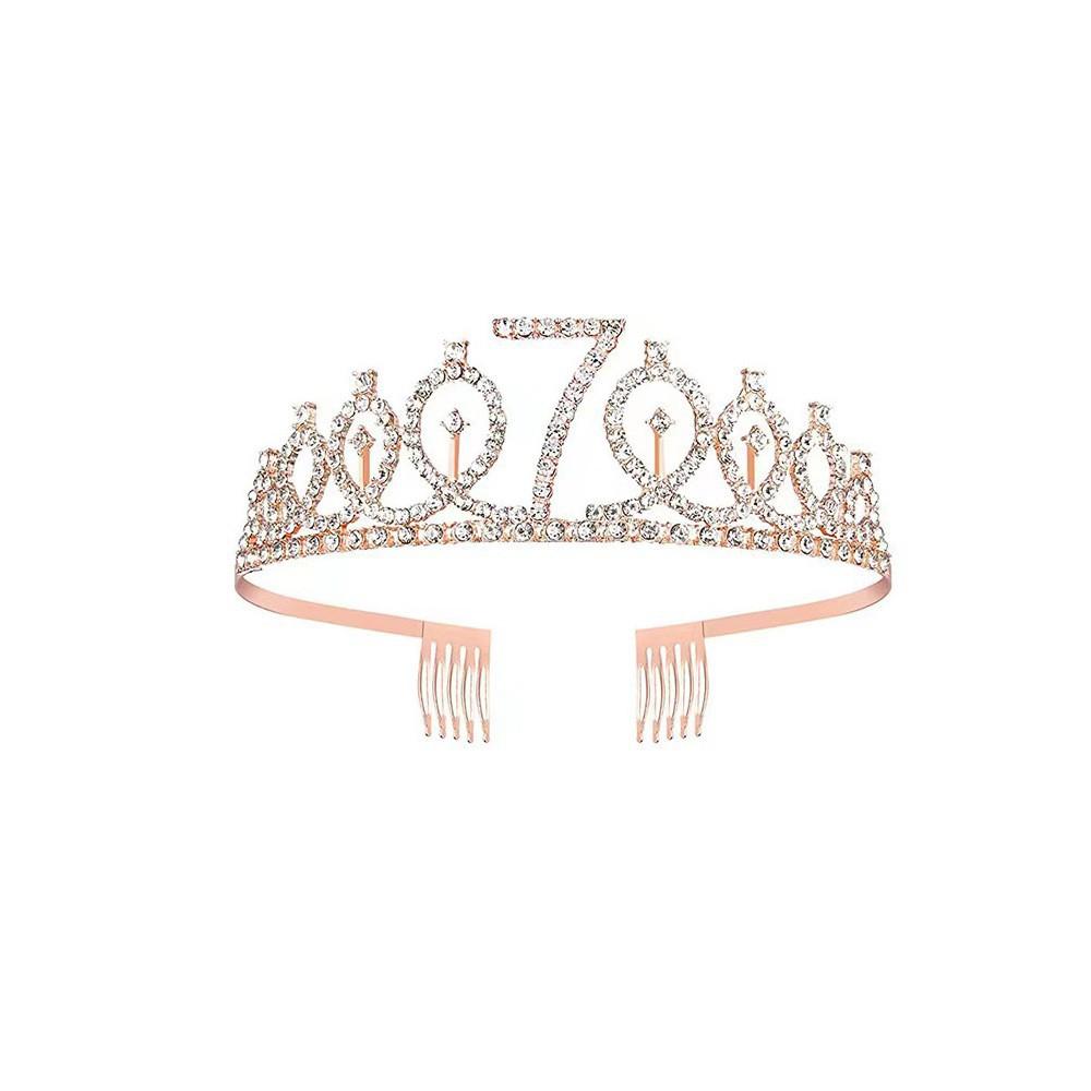 First Birthday Number Crown Water Diamond Headband  Ball Hair Accessory Anti Slip Cake  Decoration Alloy Hair Band