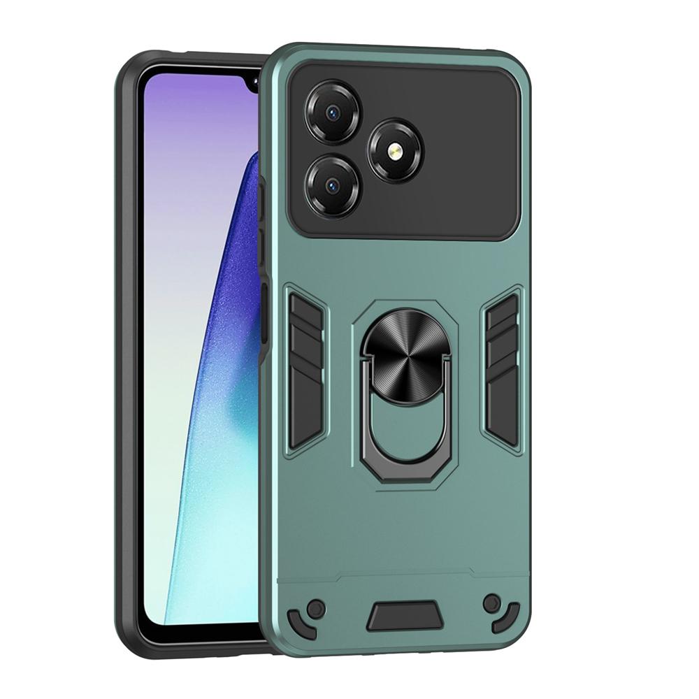 KEYSION Shockproof Armor Case for ZTE Blade A36 4G 5G Soft Silicone+PC Metal Ring Stand Phone Back Cover for ZTE Blade A36 5G