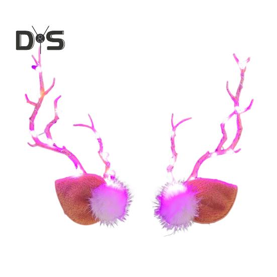 1 Pair Hair Pins LED Light Antler Decor Luminous Hair Clips Lightweight Easy To Wear Hairpins Christmas Hair Accessories
