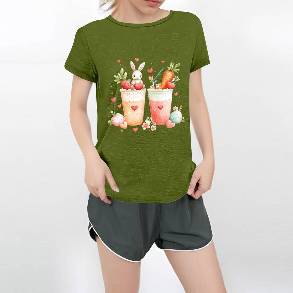 Dámské tričko s kulatým výstřihem pro volný čas s potiskem a krátkým rukávem