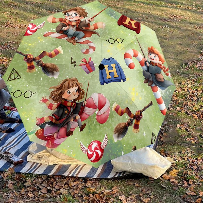 1PC Warner Harry Potter Hogwarts Umbrella-8-Rib Reinforced, Automatic Open, Lightweight & Durable-A79