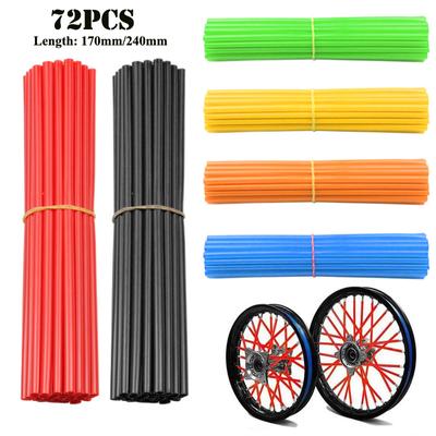 Hot 72Pcs Motorcycle Wheel Spoked Protector Wraps Rims Skin Trim Covers Pipe For Motocross Bicycle Bike Cool Accessories 17/24cm