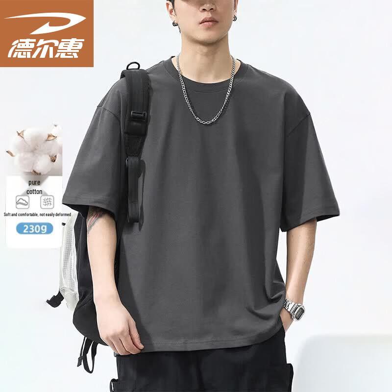 DELHUI Men s Loose Fit Pure Cotton Crew Neck T-Shirt 2XL