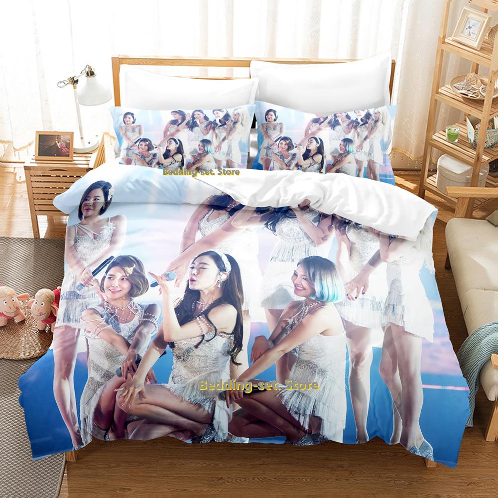 Comforter Kpop Girls Generation Bedding Set Single Twin Full Queen King Size Bed Set Adult Kid Bedroom Three-Piece Suits Kawaii Girls