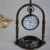 Retro Desk Clock Silent Small Compass Base Table Clock Unique Aesthetic Watch Home Desktop Decorative Clocks Interior Ornaments