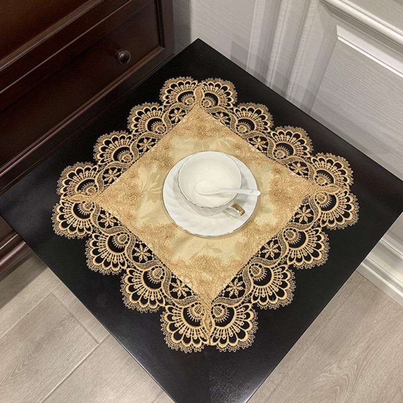 Table Cloth Napkins Table Cover Tablecloth Cup Coffee Mats Placemats Disk Pad Prop Cover Lace Corner Lamp Retro Posing Tea Towel