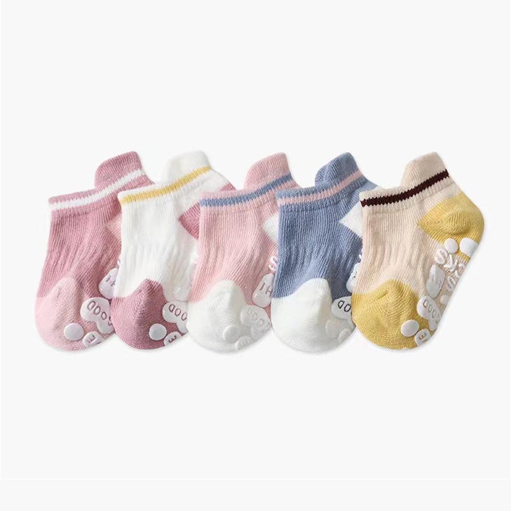 5 Paare/Set Niedliche Babysocken Geklebt Rutschfest Niedrig geschnittene Socken für Säuglinge Farblich passende Kindersocken Baby Mädchen und Jungen