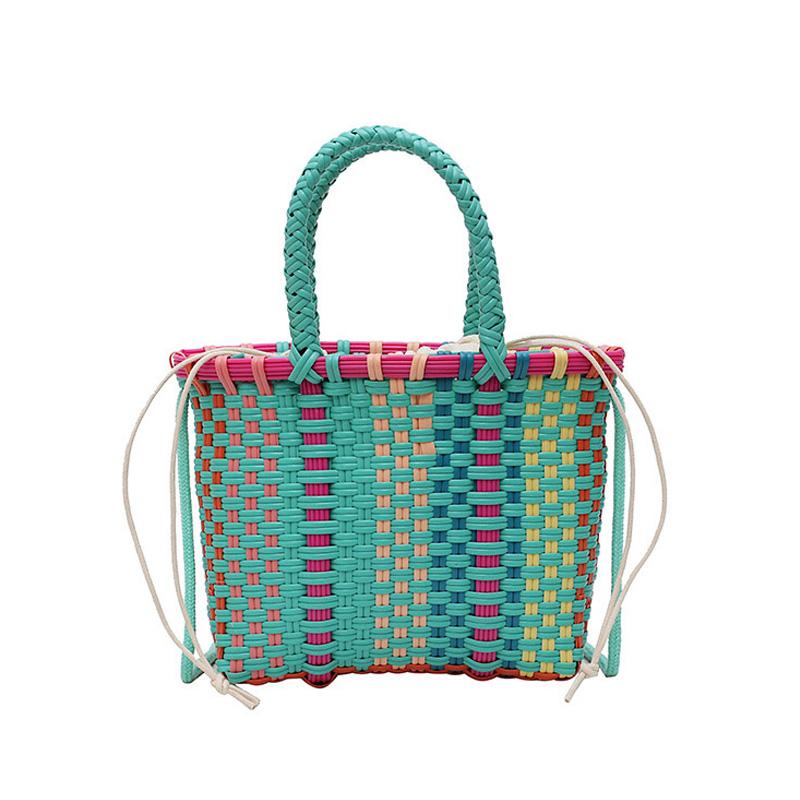 

Handmade Women s Shoulder Bag Plastic Woven Small Handbag Rattan Straw Beach Bags Female Messenger Crossbody Bag Travel Tote