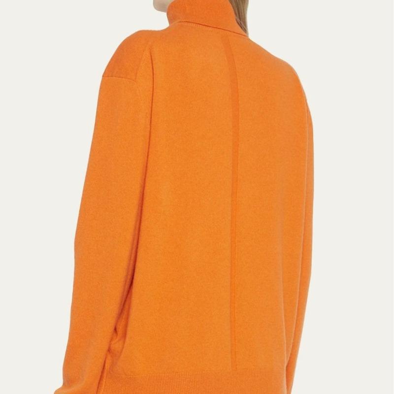 

Женский осенне-зимний повседневный теплый однотонный свитер с высоким воротом one size оранжевый