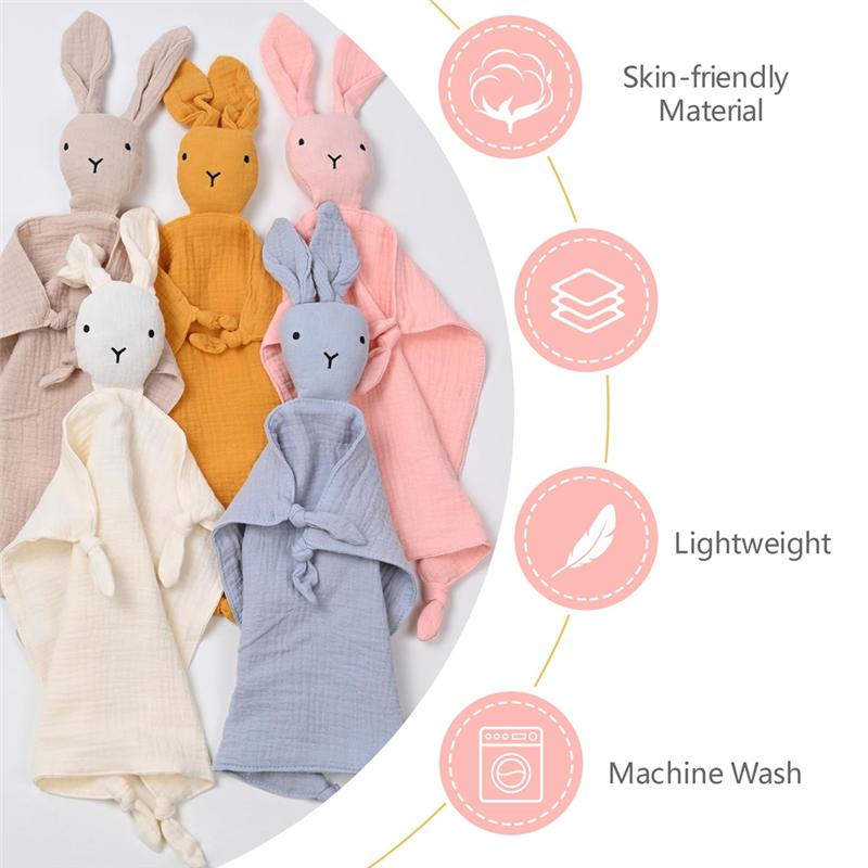 A71Z Loveys For Babies Personalized Muslin Lovey Blanket Custom Embroidered Baby Security Blanket Bunny Comforter With Nam