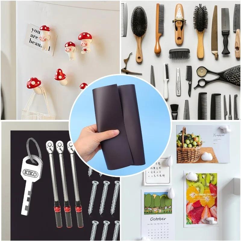Writable Rubber Soft Magnetic Sheet Self-adhesive Flexible Magnetic Sticker for Refrigerator Photo Picture Fridge Magnet Storage