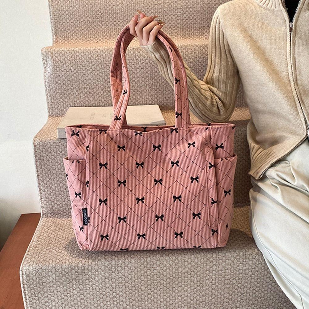 INS Women's Underarm Bag Korean Style Travel Shoulder Bag Eco-Friendly Corduroy Tote Bag  Underarm