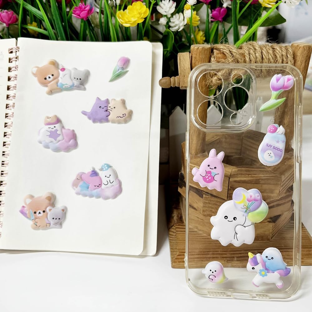 3D Set of for Decorating Cell DIY and Crafts Stickers Stickers, 4, Phones, Planners, Diaries, (Animal (Type B))
