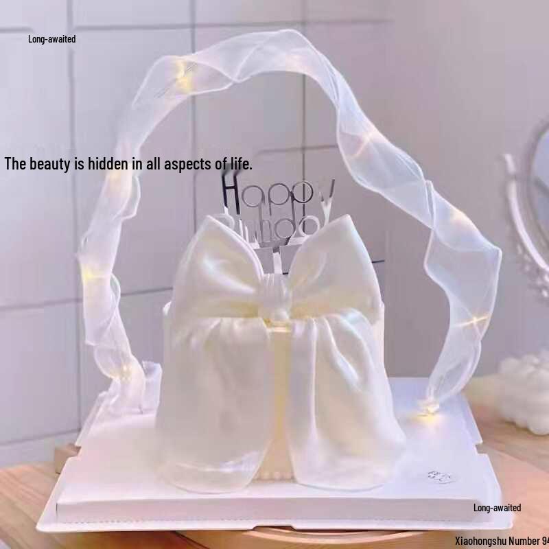 Luminous Silk Bow Cake Decoration Insert - Moldable Iron Ribbon for Birthday Baking