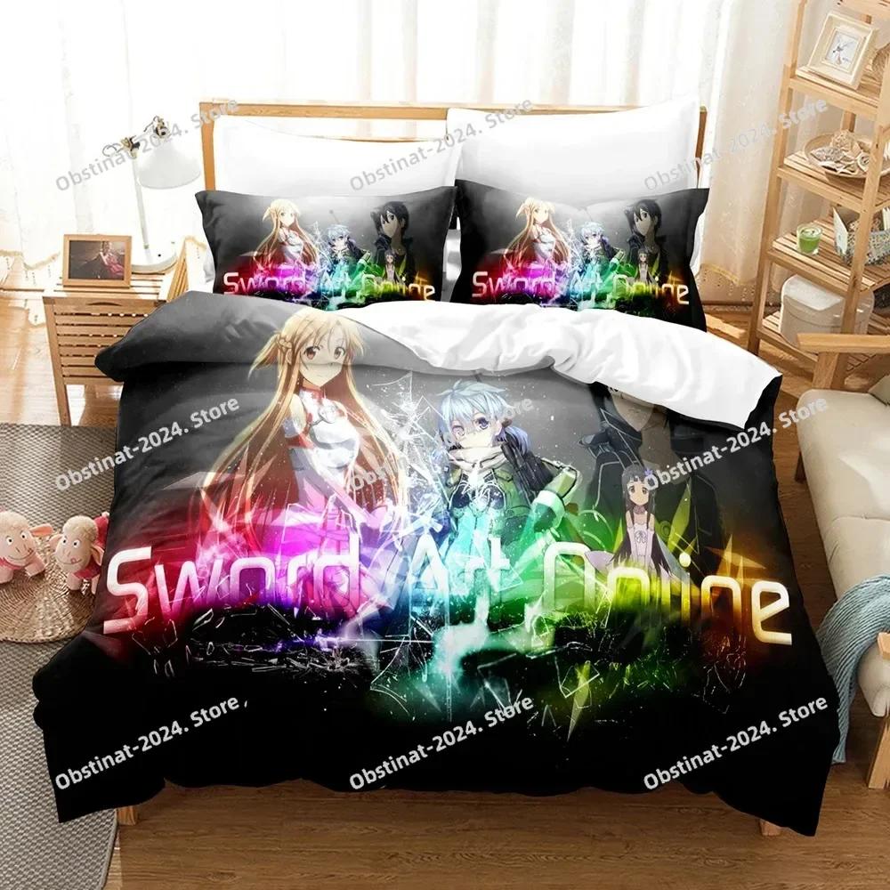 Japan Cartoon Bed Linen Anime Sword Art Online Bedding Sets Polyester 3D Gift for Kids Twin Single Queen King Size Duvet Covers