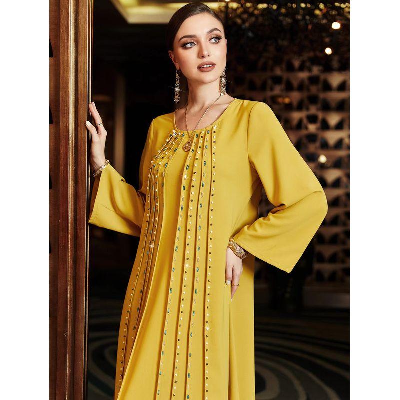 New Arrival Plus Size Handmade Beaded Loose Plaid Maxi Dress Beaded Elegant Dress Beaded Loose Dress