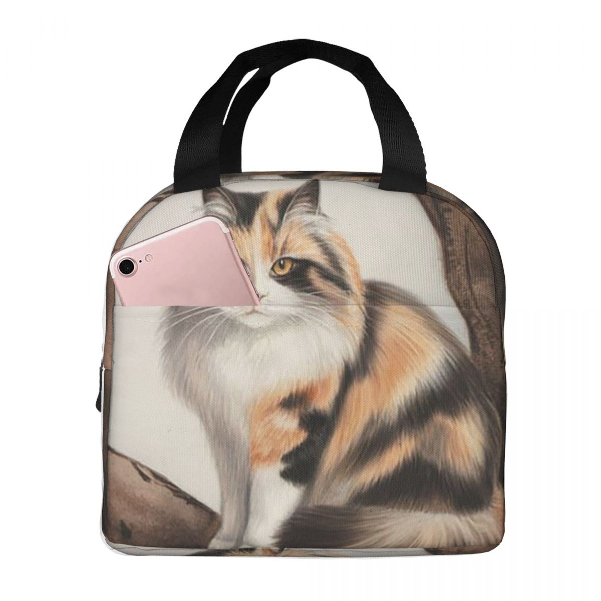Cat Sleeps On A Tree Branch Insulated Lunch Bag for Women Office Cooler Thermal Food Box Tote Portable Lunch Boxes Container One Size
