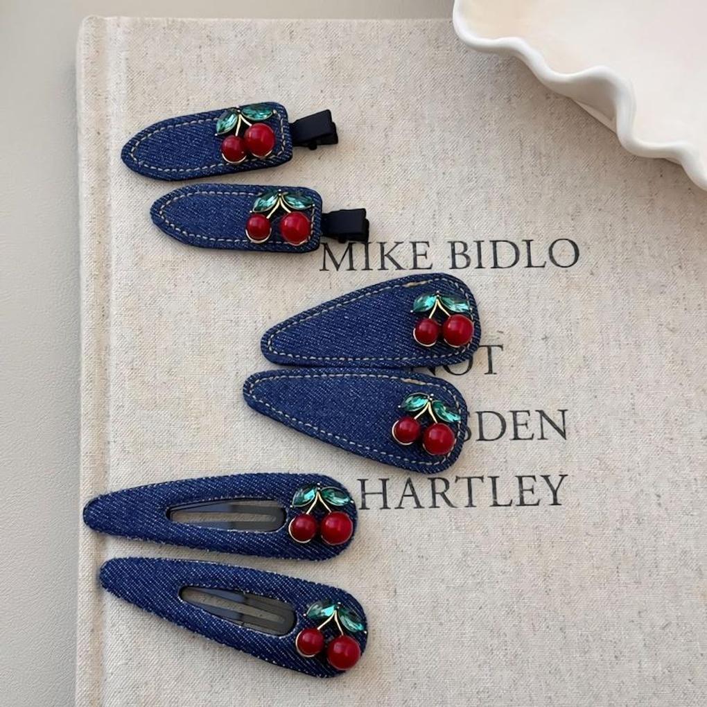 

Жіноча Денім Тканина Червона Вишня Чубчик Шпилька Застібка Кліп clip