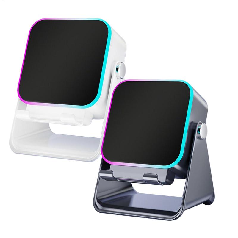 Haut-parleur à Induction Sans Fil Auto-inductif Lumière RGB 8 Modes Support de Téléphone Son Surround Haut-parleur Bluetooth Portable Support de Téléphone