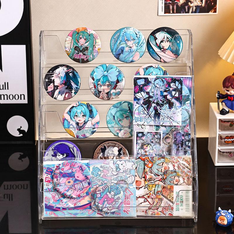 1pc stepped acrylic badge display rack, transparent desktop storage rack suitable for anime bars cards jewelry accessories