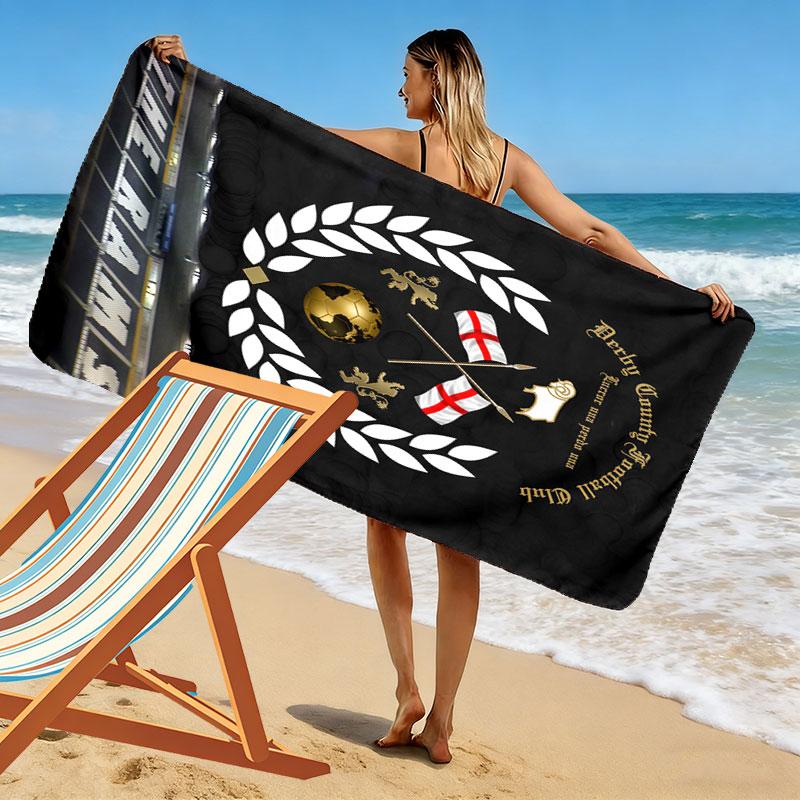 Derby County Beach Towel, Large Soft Quick Dry Towel for Beach Camping Swimming